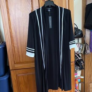 New! Liz McCoy Long Black & white Women's cardigan~ over piece